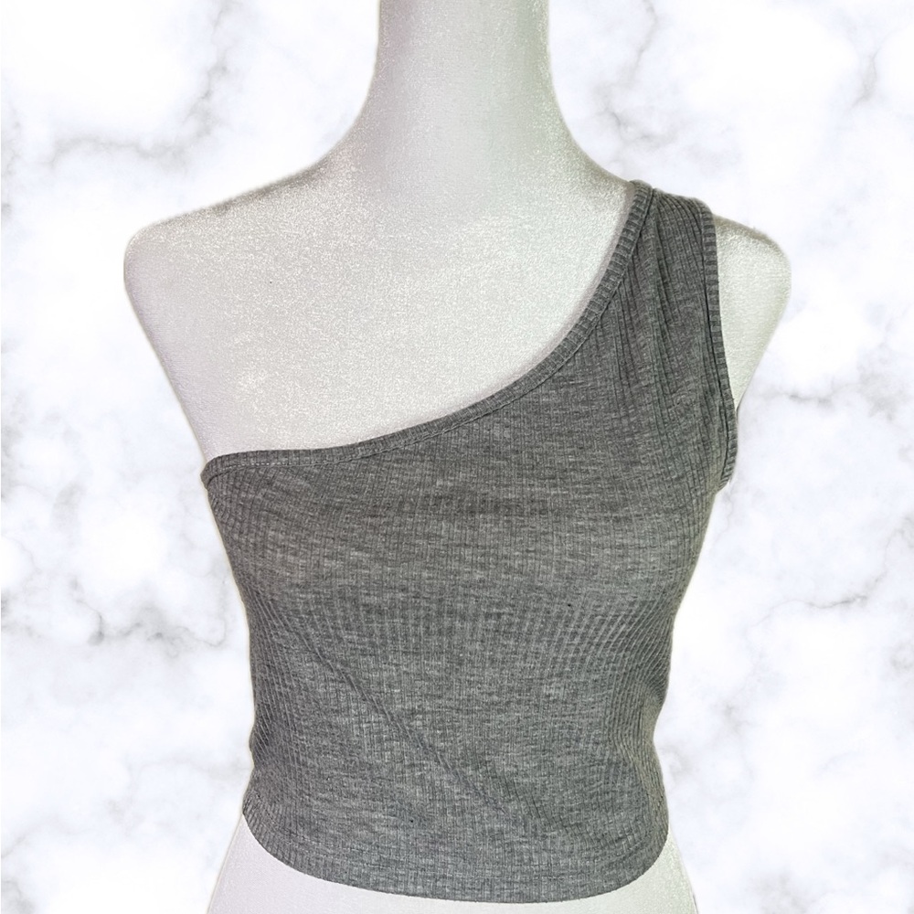 Gray One-Shoulder Women's Top